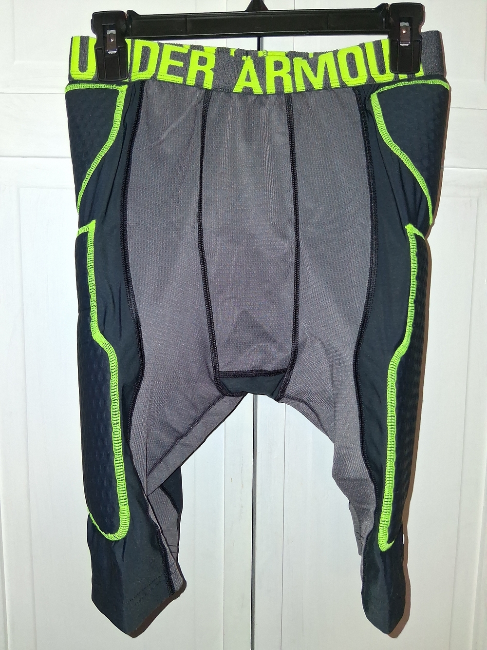 Under Armour Gray and Neon Green Compression Heatgear Basketball Shorts